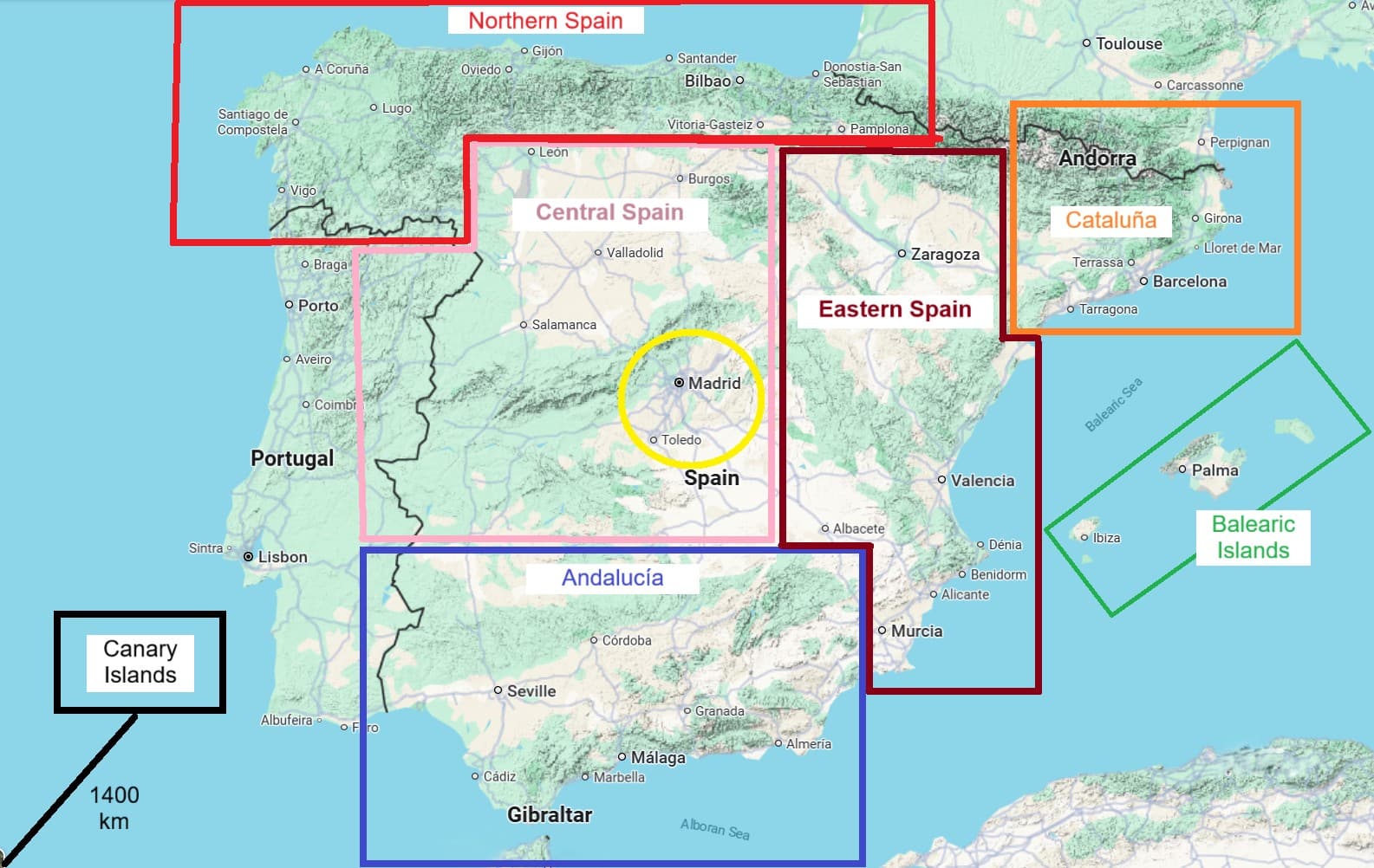 MAP-SPAIN-AREAS-OF-TRAVEL