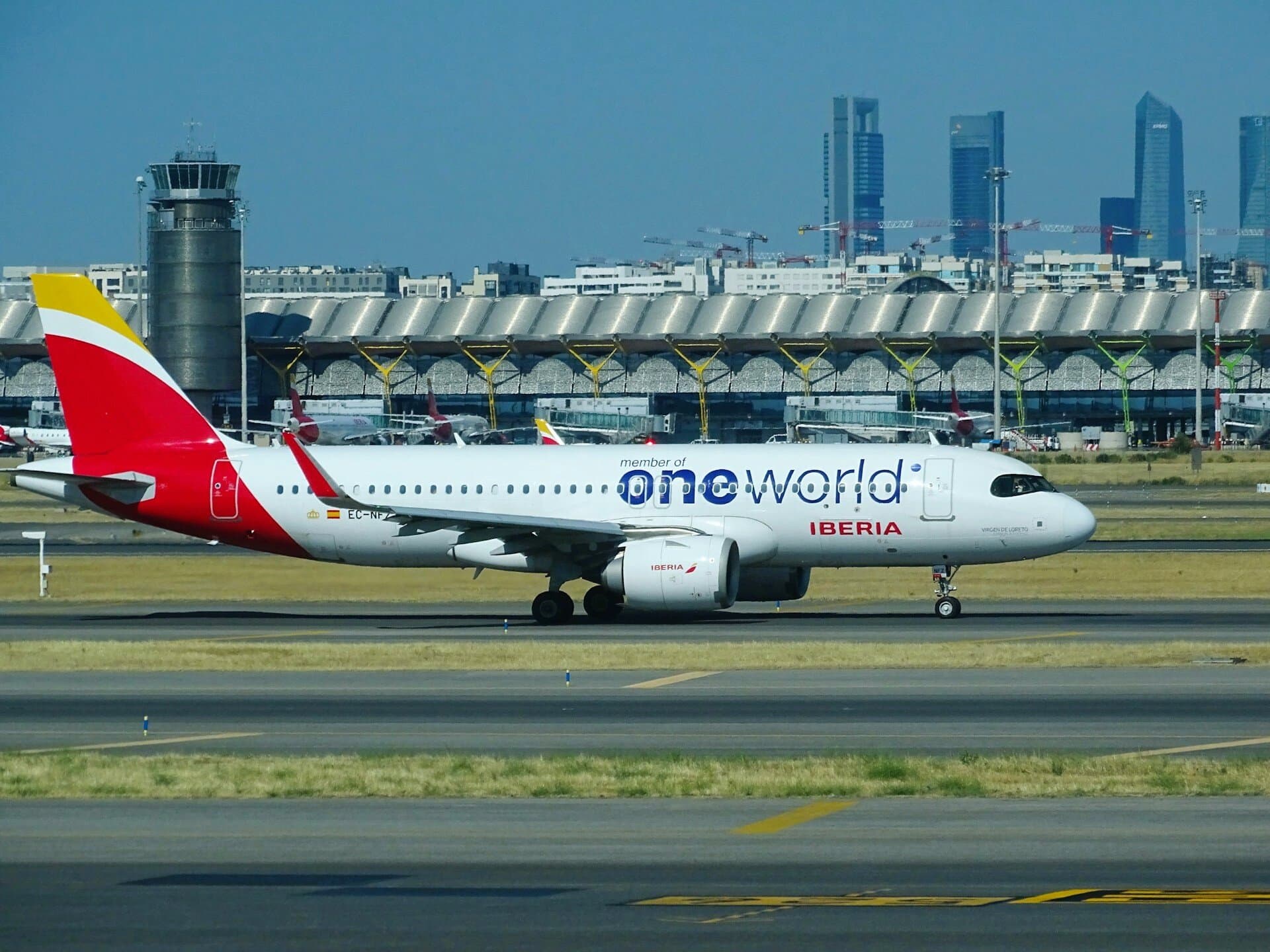 Madrid-Spain-Airport-and-Iberia-Airplain