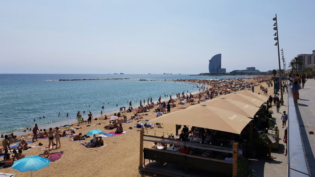 Barcelona-Spain-Barceloneta-beach-AND-PROMONADE