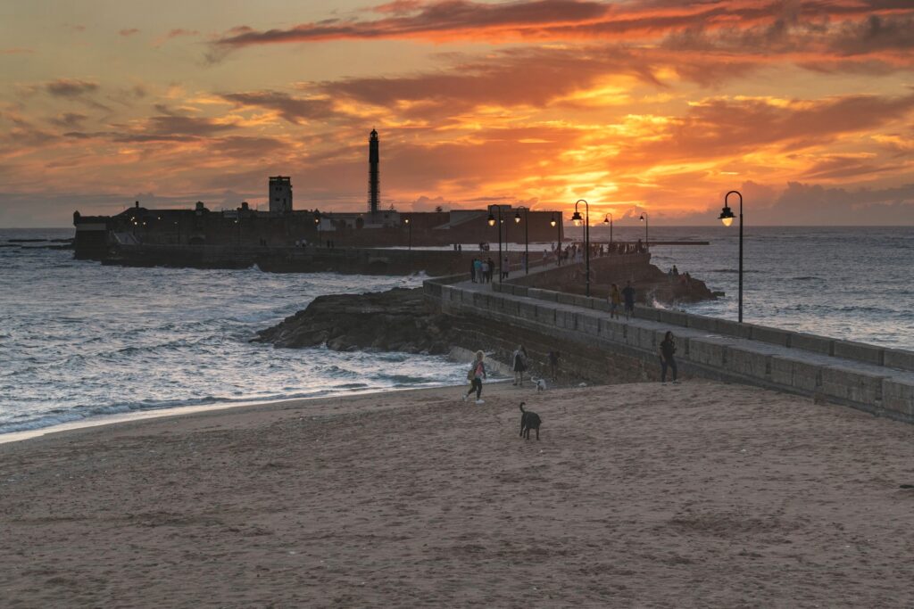 Cadiz-Spain-Castillo-San-Sebastian-during-sunset