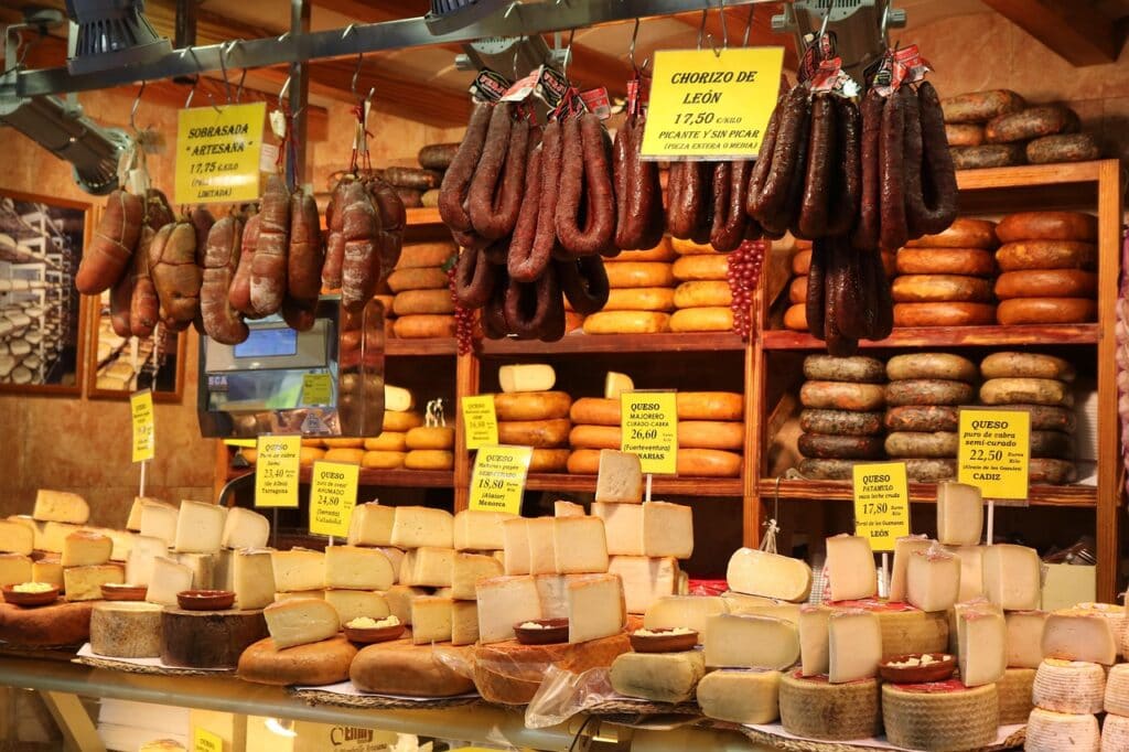 Palma-Mallorca-Spain-market-cheese-stand